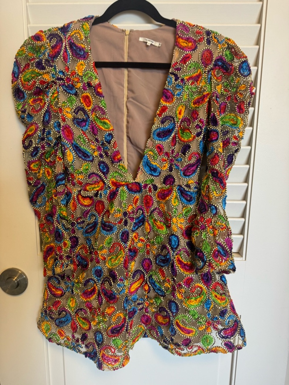 Tularosa Multicolor Beaded Paisley Mini Dress